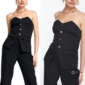 ASOS Black Strapless Buttoned Top
